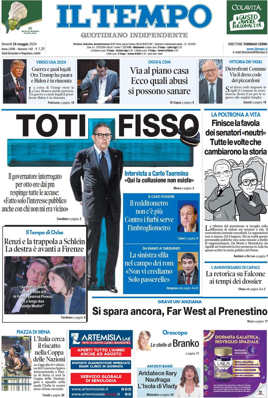 Prima-pagina-il-tempo-edizione-di-oggi-24-05-2024