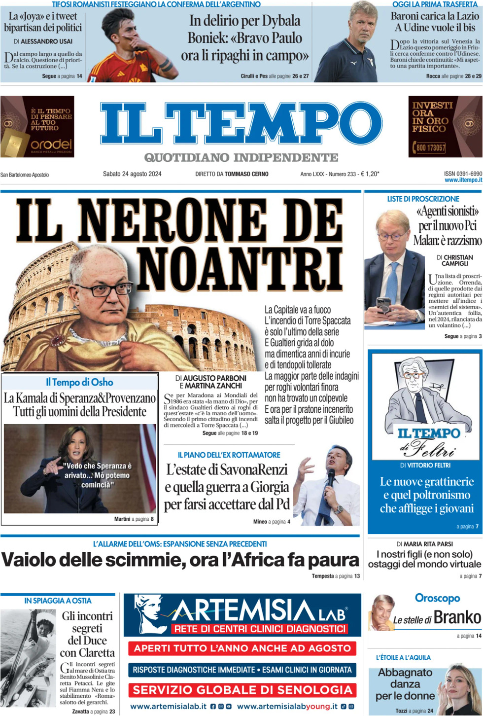 Prima-pagina-il-tempo-edizione-di-oggi-24-08-2024