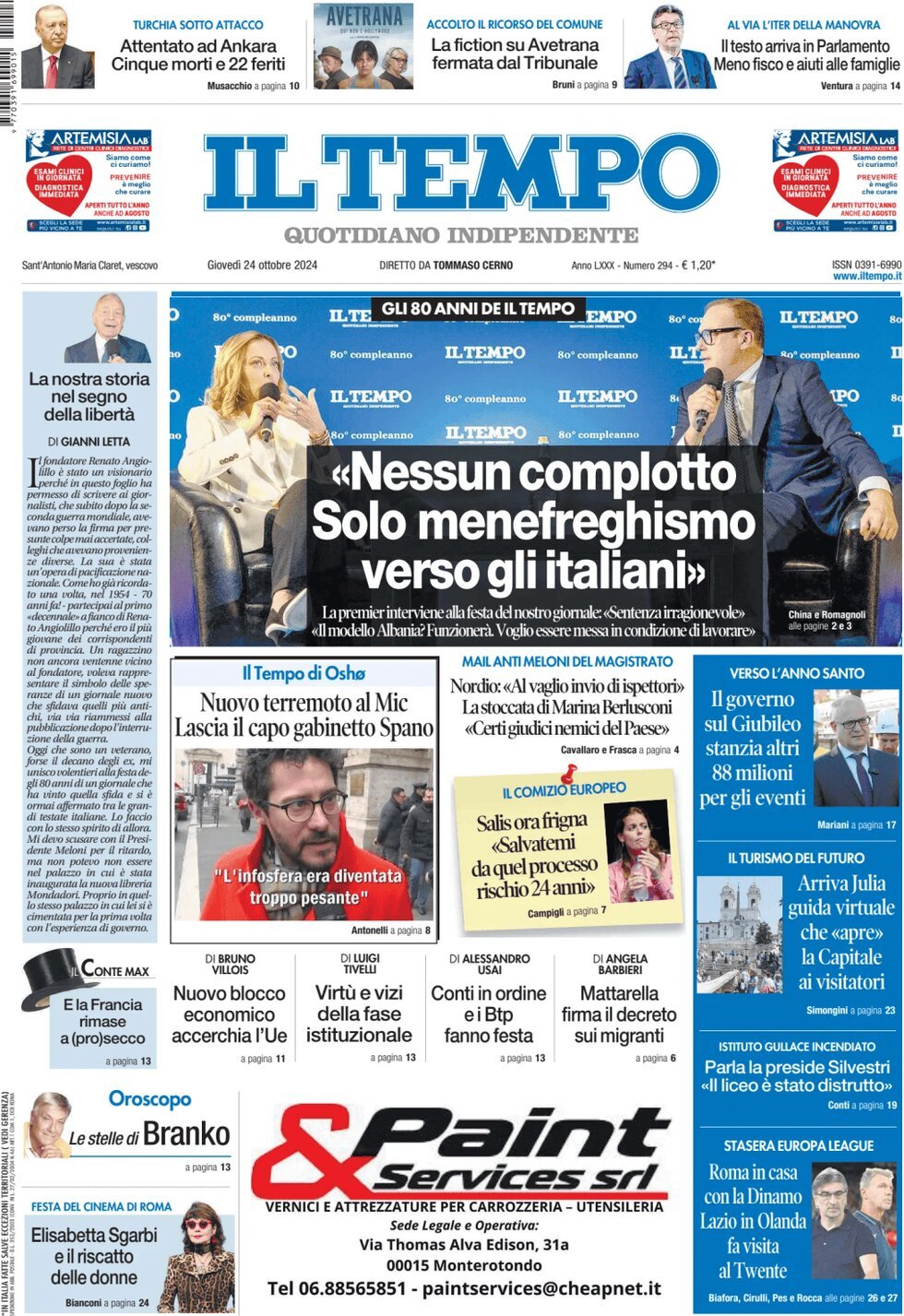 Prima-pagina-il-tempo-edizione-di-oggi-24-10-2024