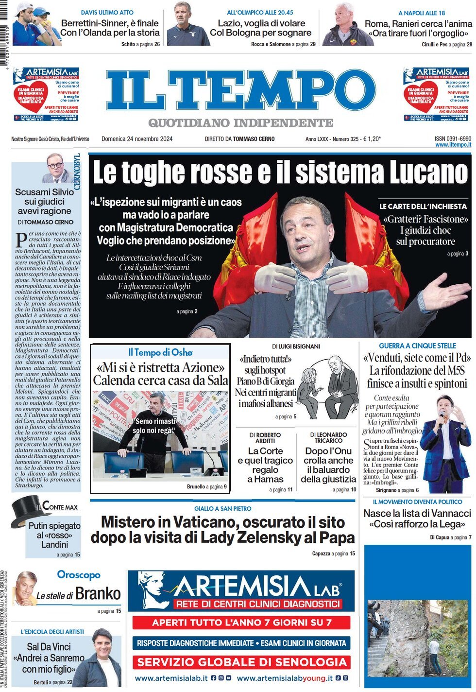 Prima-pagina-il-tempo-edizione-di-oggi-24-11-2024