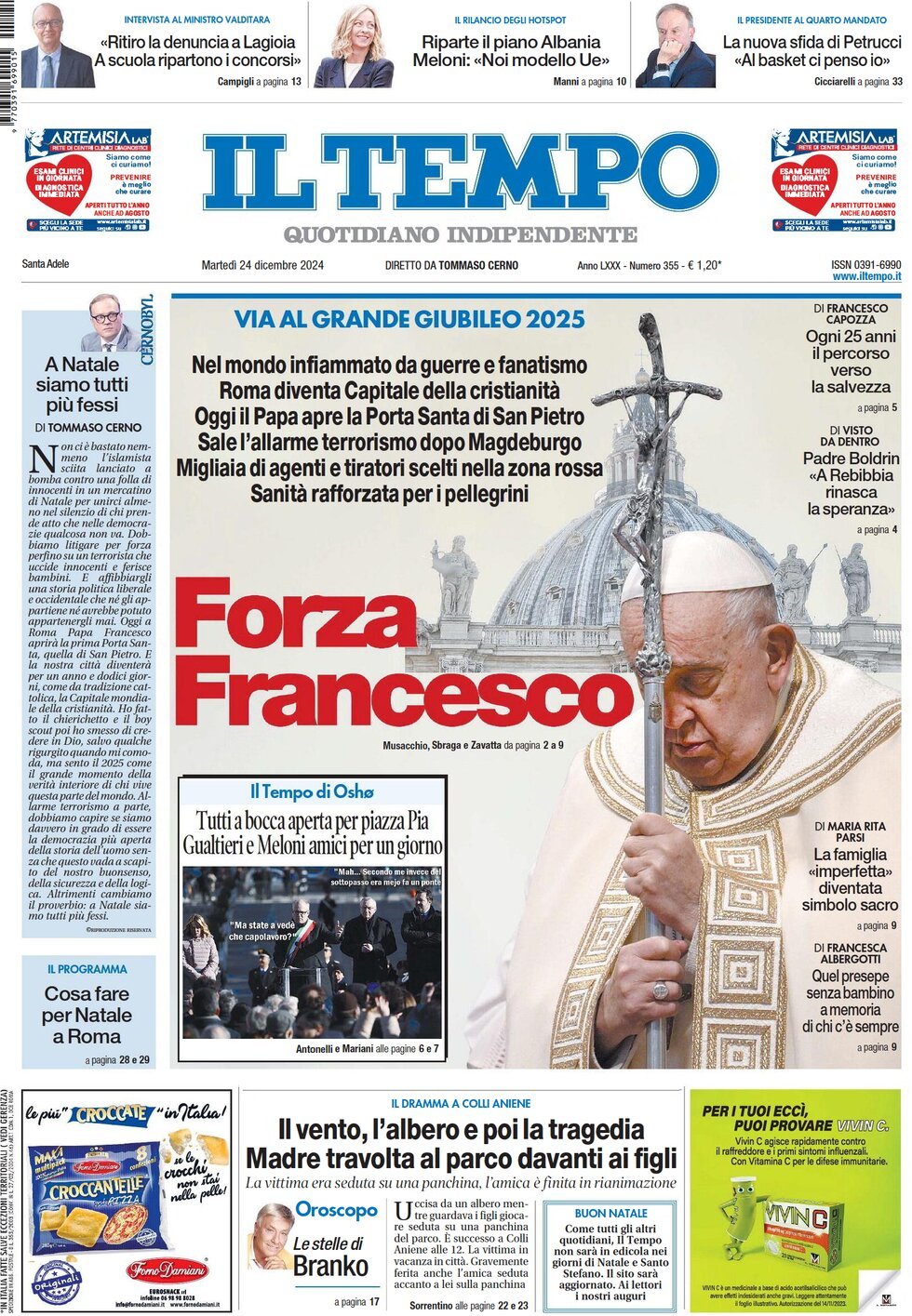 Prima-pagina-il-tempo-edizione-di-oggi-24-12-2024