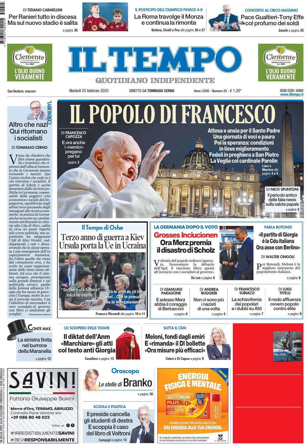 Prima-pagina-il-tempo-edizione-di-oggi-25-02-2025