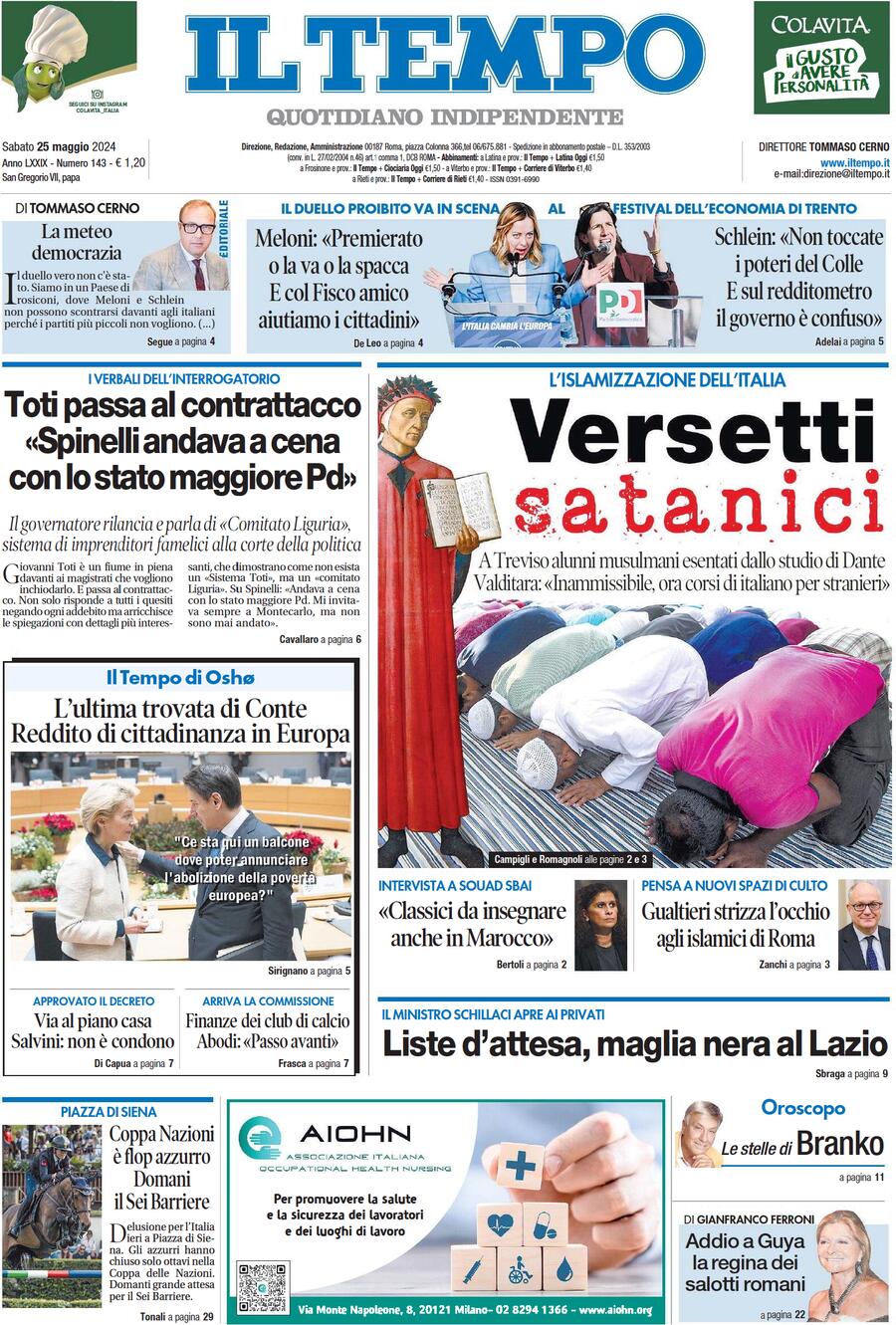 Prima-pagina-il-tempo-edizione-di-oggi-25-05-2024