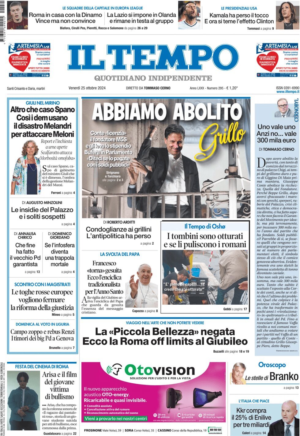 Prima-pagina-il-tempo-edizione-di-oggi-25-10-2024