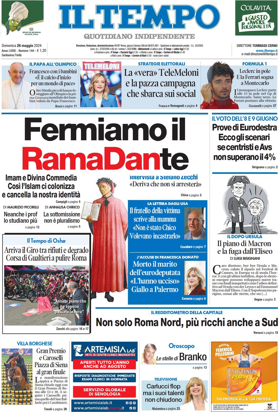 Prima-pagina-il-tempo-edizione-di-oggi-26-05-2024