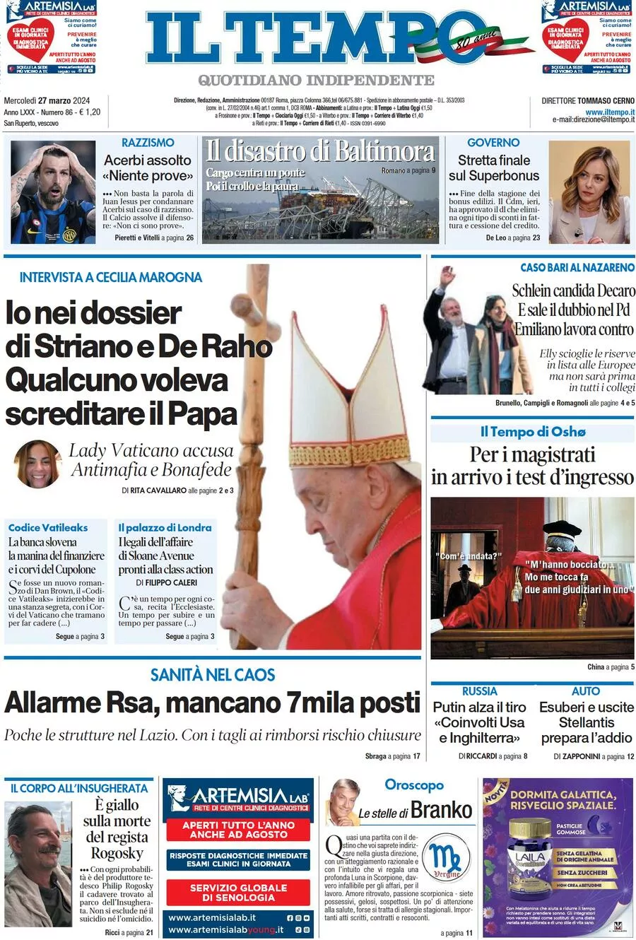 Prima-pagina-il-tempo-edizione-di-oggi-27-03-2024