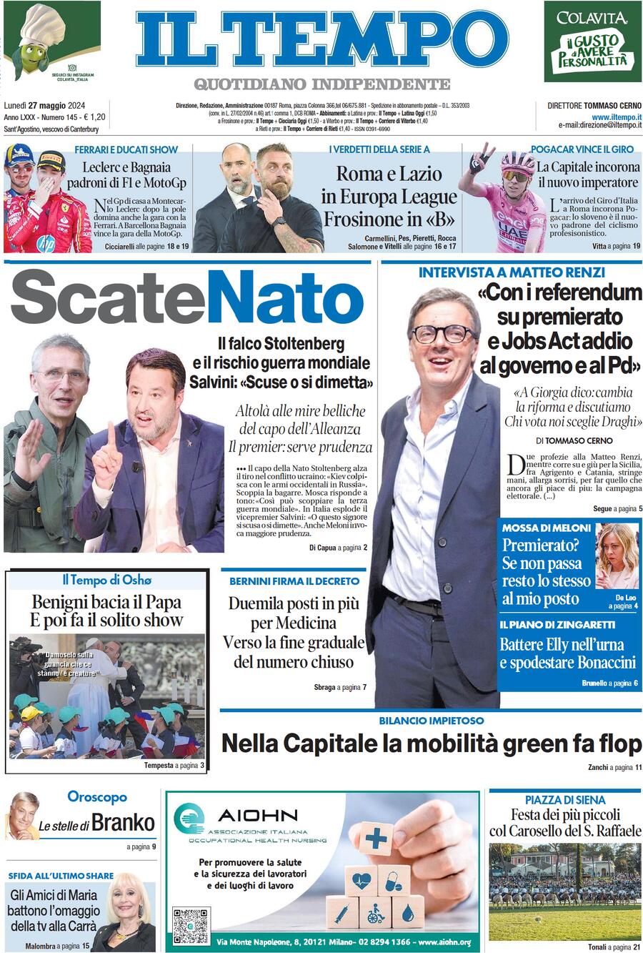 Prima-pagina-il-tempo-edizione-di-oggi-27-05-2024