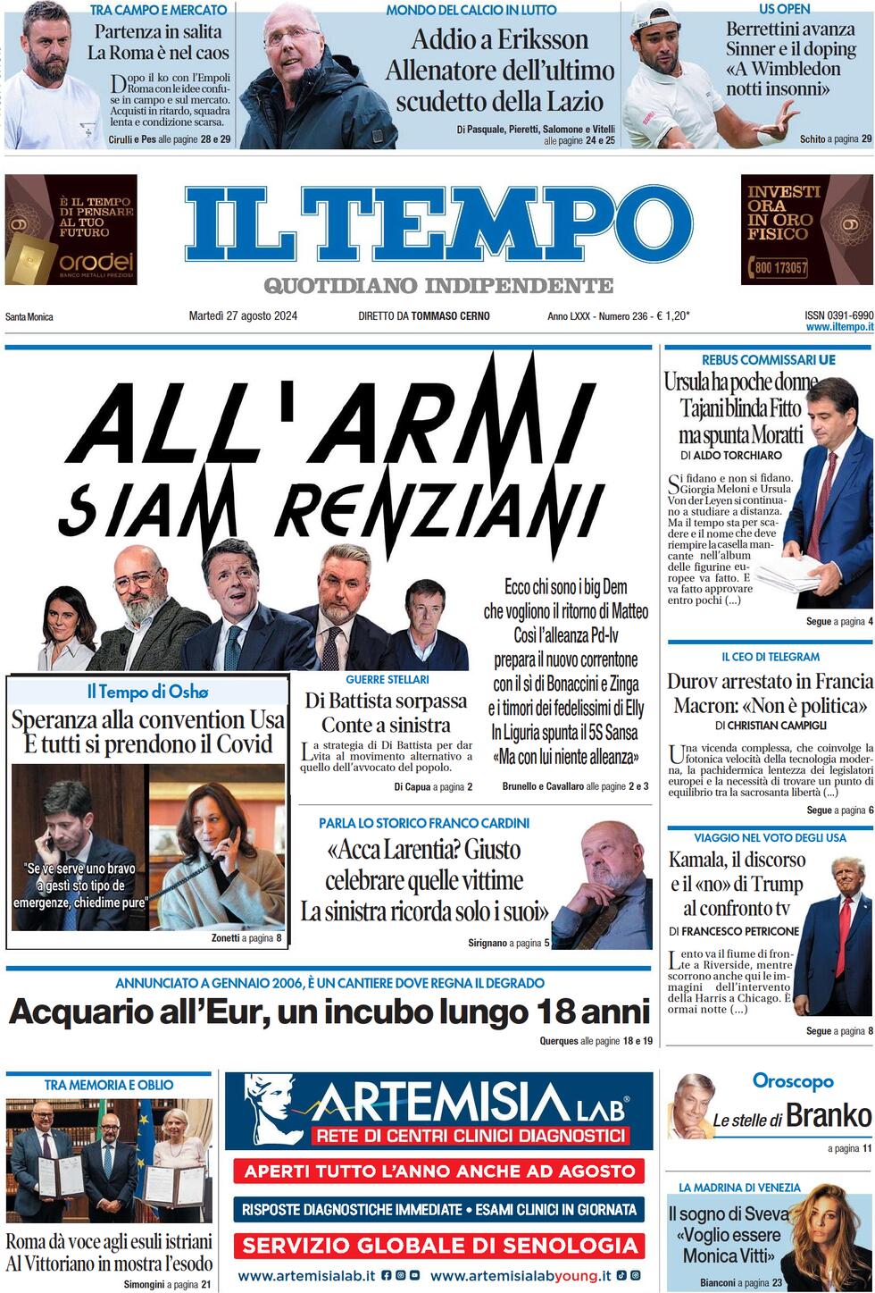 Prima-pagina-il-tempo-edizione-di-oggi-27-08-2024