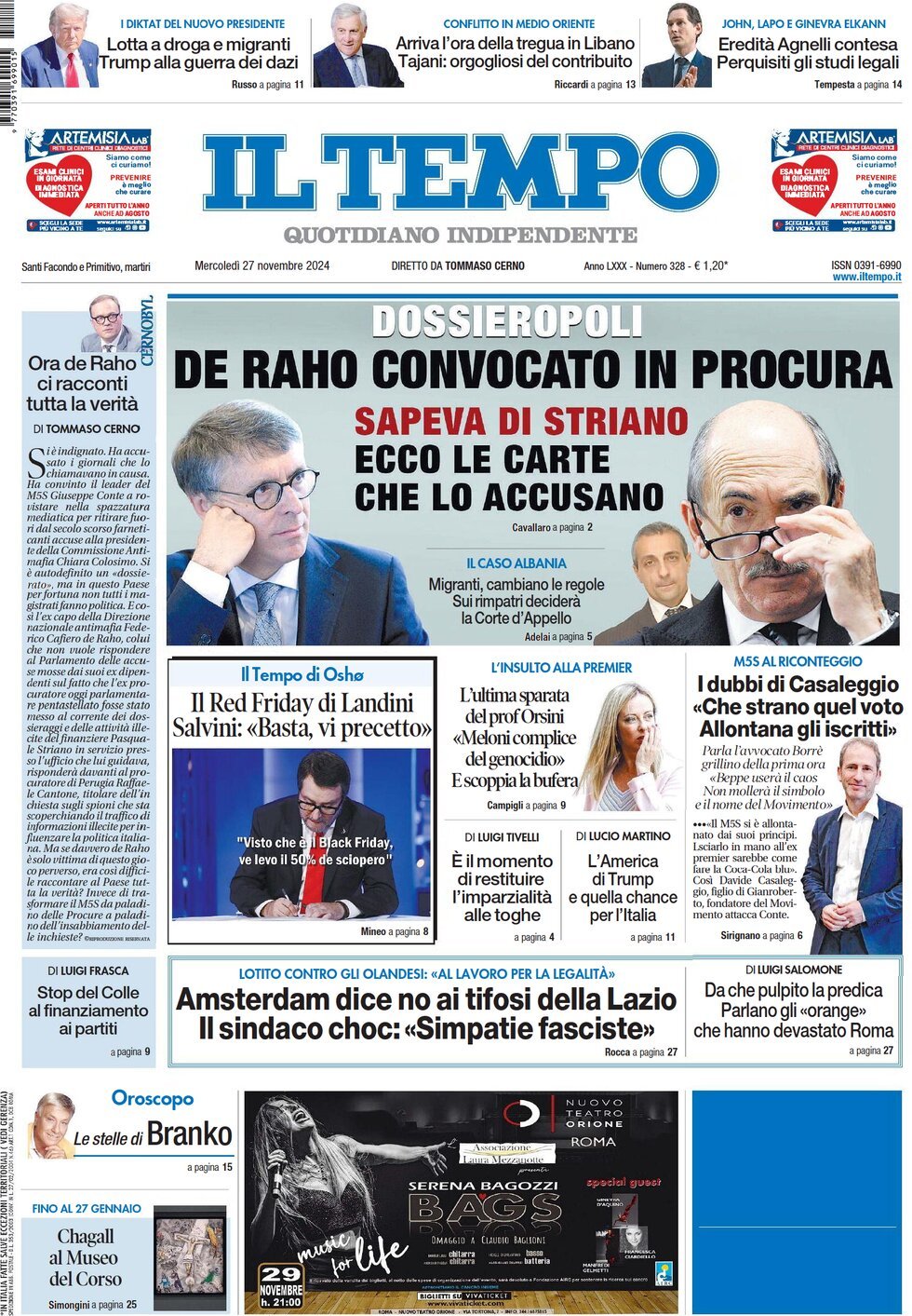 Prima-pagina-il-tempo-edizione-di-oggi-27-11-2024