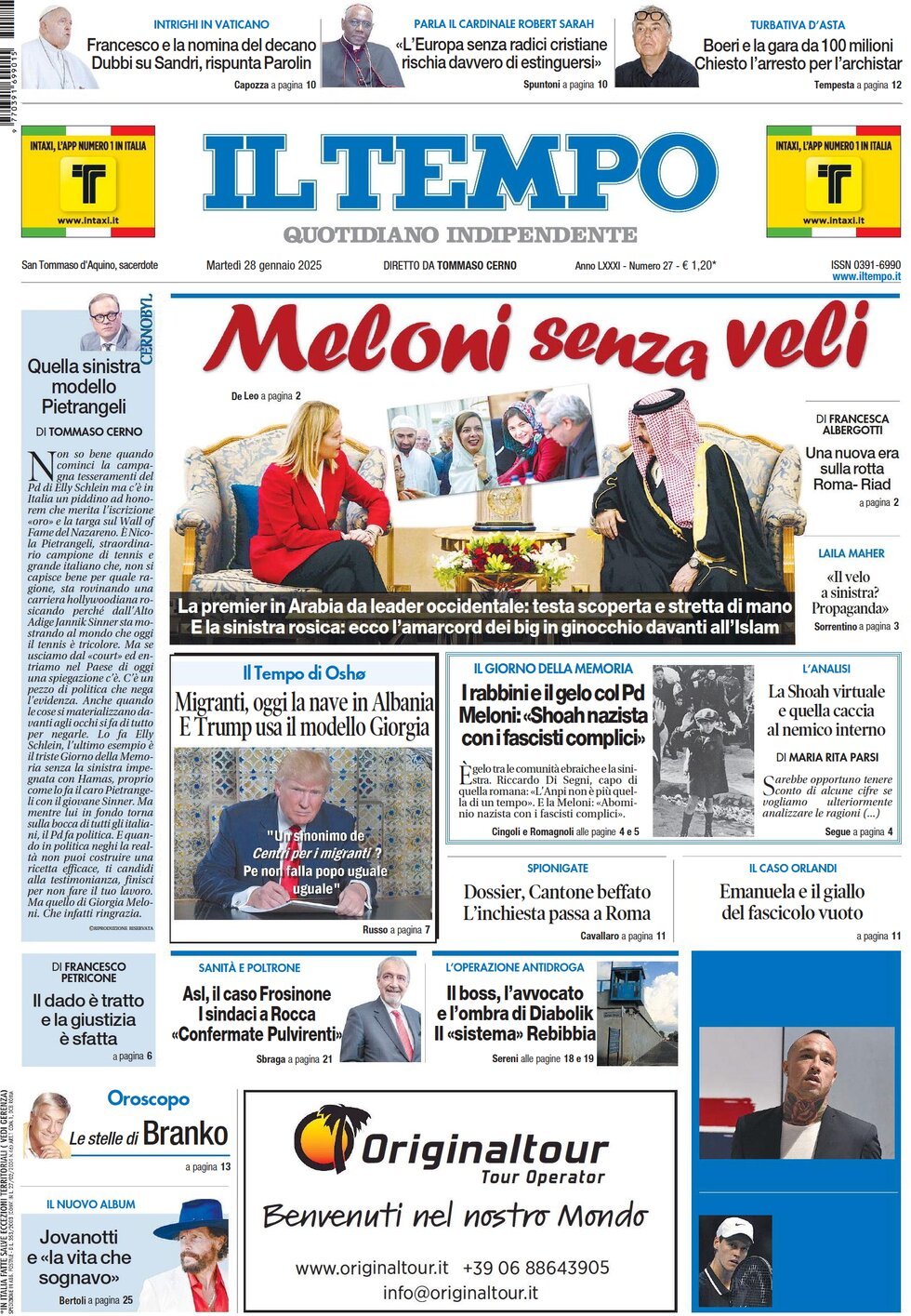 Prima-pagina-il-tempo-edizione-di-oggi-28-01-2025