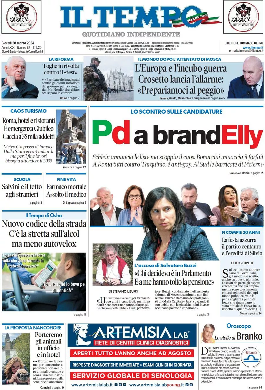 Prima-pagina-il-tempo-edizione-di-oggi-28-03-2024