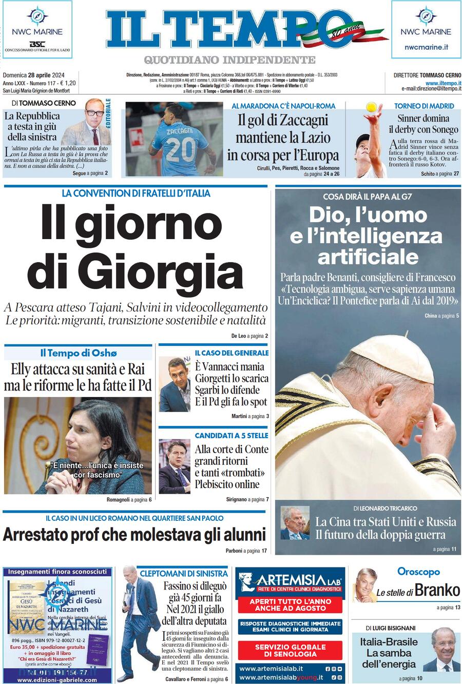 Prima-pagina-il-tempo-edizione-di-oggi-28-04-2024