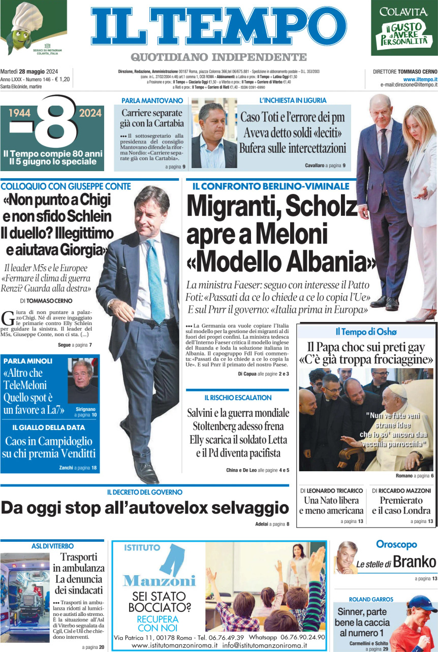 Prima-pagina-il-tempo-edizione-di-oggi-28-05-2024