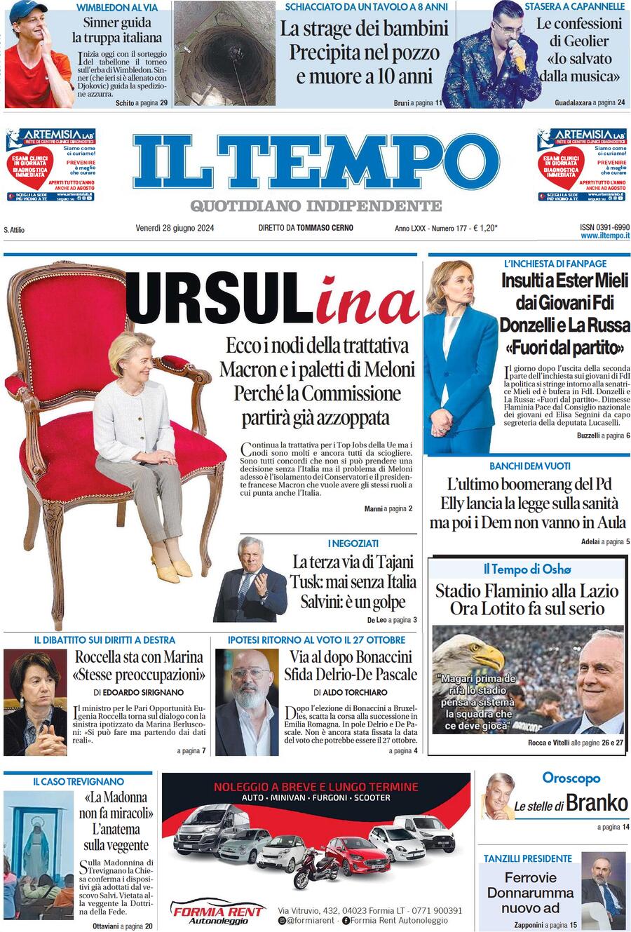 Prima-pagina-il-tempo-edizione-di-oggi-28-06-2024