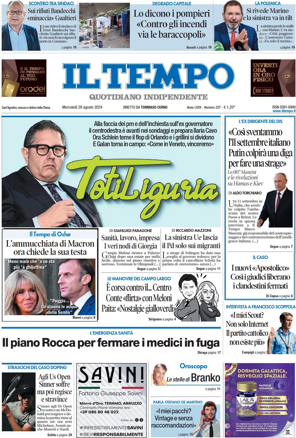 Prima-pagina-il-tempo-edizione-di-oggi-28-08-2024