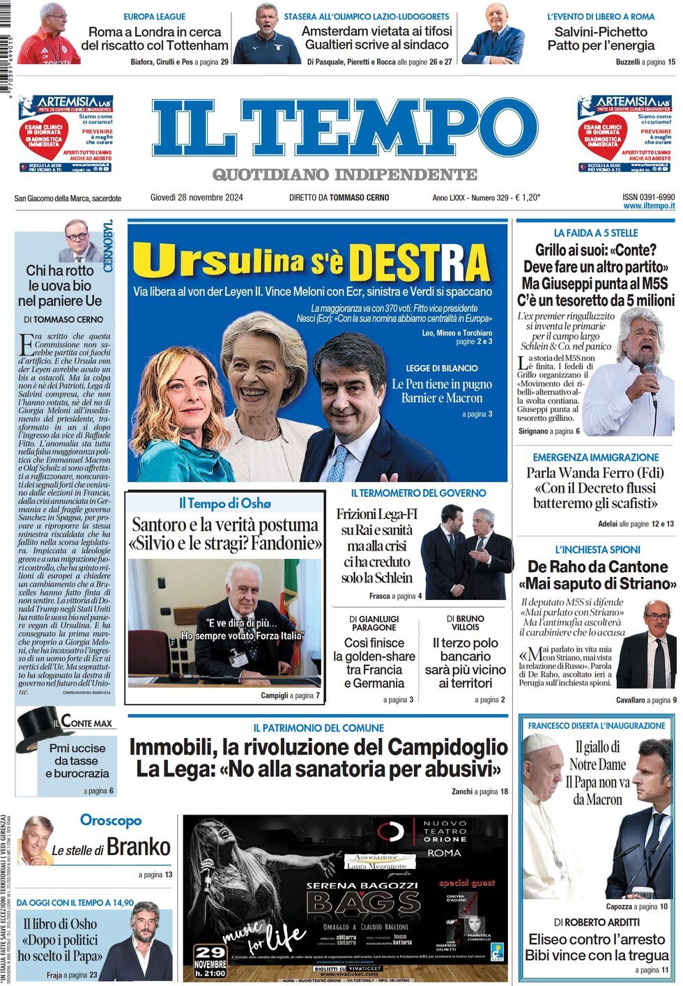 Prima-pagina-il-tempo-edizione-di-oggi-28-11-2024