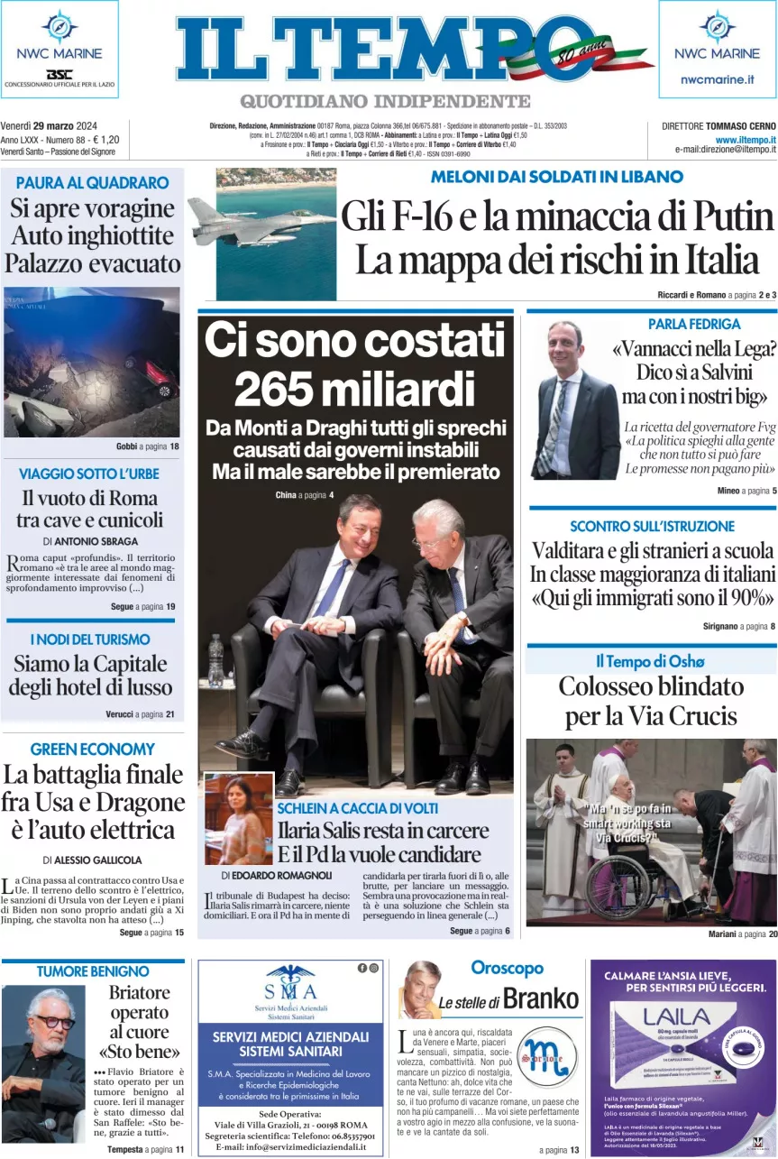 Prima-pagina-il-tempo-edizione-di-oggi-29-03-2024