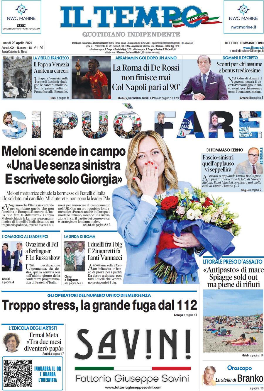 Prima-pagina-il-tempo-edizione-di-oggi-29-04-2024