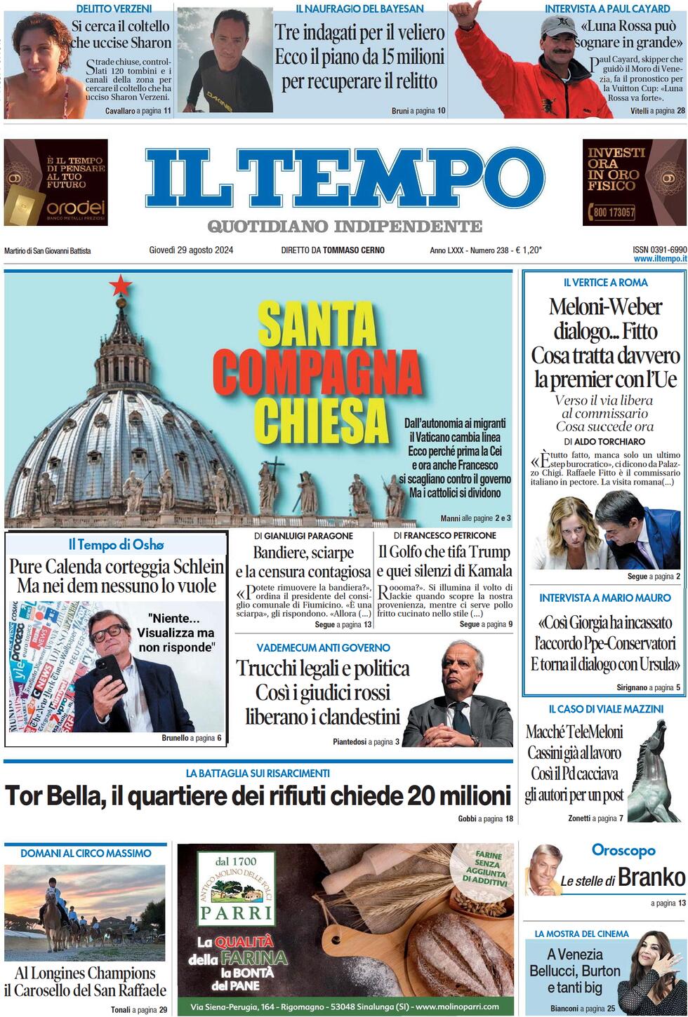 Prima-pagina-il-tempo-edizione-di-oggi-29-08-2024