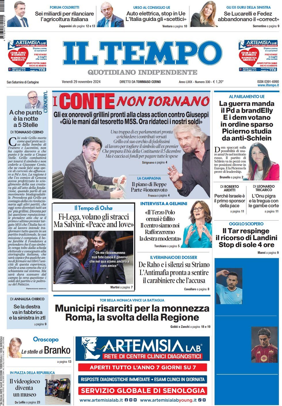 Prima-pagina-il-tempo-edizione-di-oggi-29-11-2024