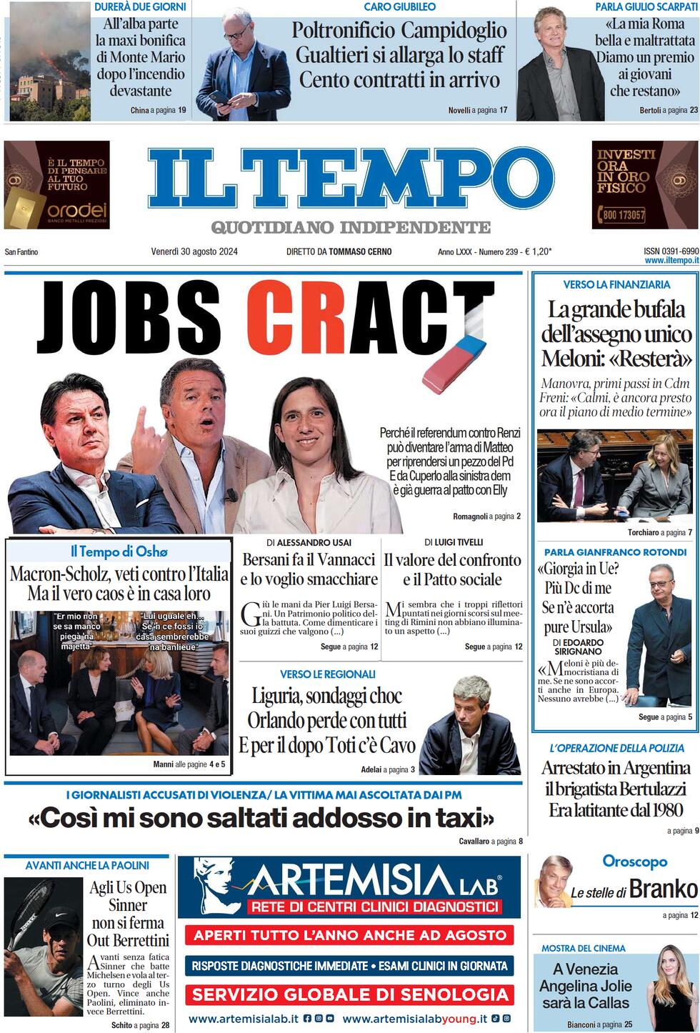 Prima-pagina-il-tempo-edizione-di-oggi-30-08-2024