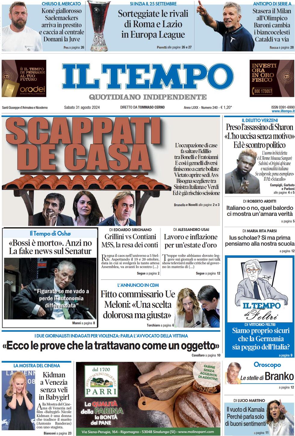 Prima-pagina-il-tempo-edizione-di-oggi-31-08-2024