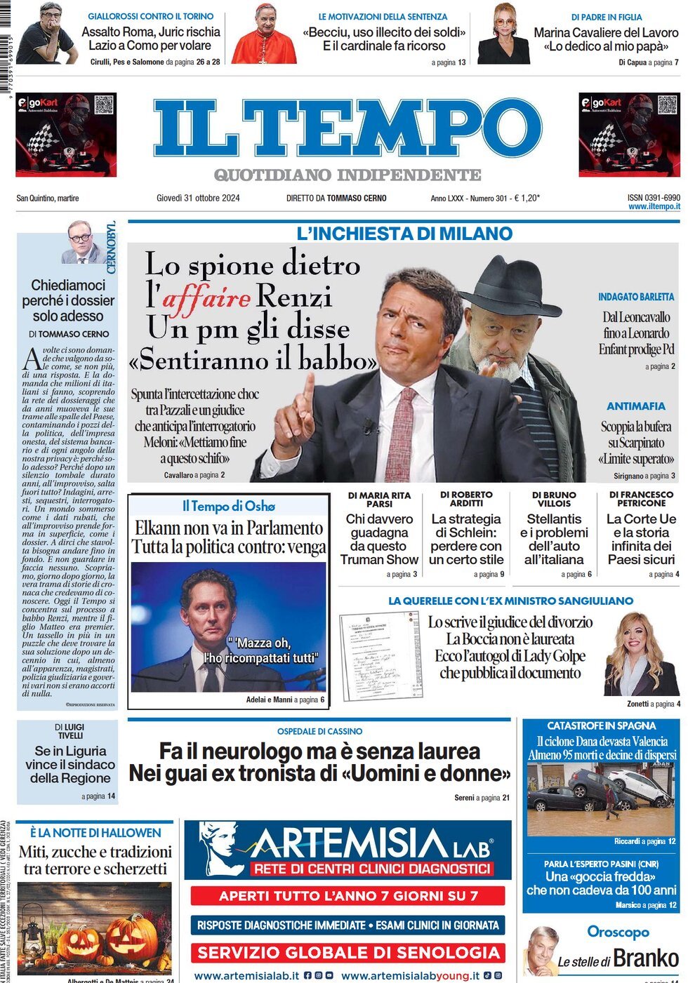 Prima-pagina-il-tempo-edizione-di-oggi-31-10-2024