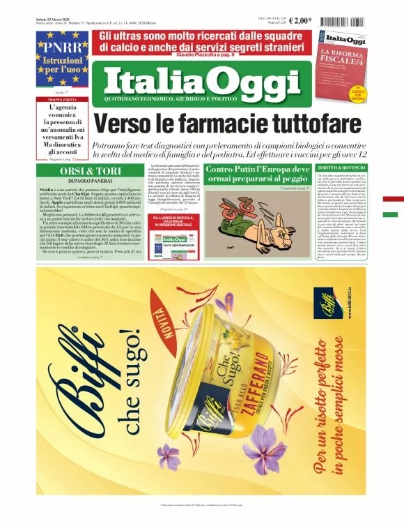 Prima-pagina-italia-oggi-edizione-del-2024-03-23