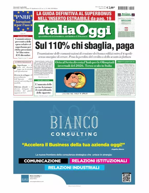 Prima-pagina-italia-oggi-edizione-del-2024-04-03