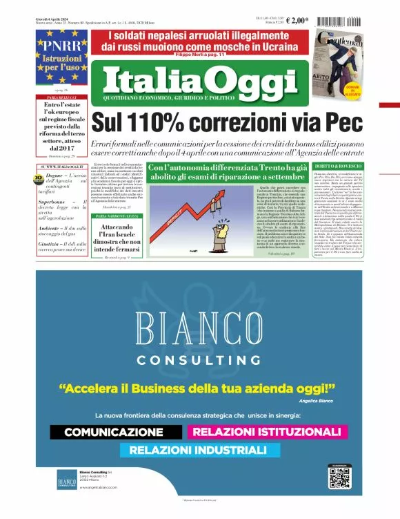 Prima-pagina-italia-oggi-edizione-del-2024-04-04