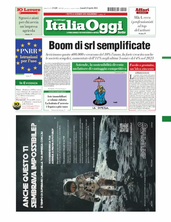 Prima-pagina-italia-oggi-edizione-del-2024-04-22