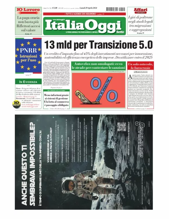 Prima-pagina-italia-oggi-edizione-del-2024-04-29