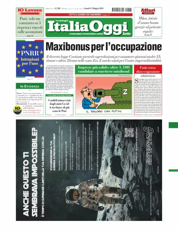 Prima-pagina-italia-oggi-edizione-del-2024-05-13