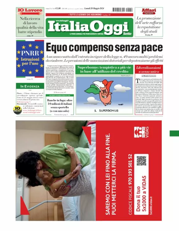 Prima-pagina-italia-oggi-edizione-del-2024-05-20