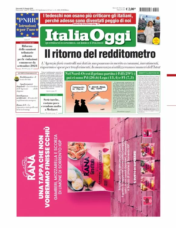 Prima-pagina-italia-oggi-edizione-del-2024-05-22