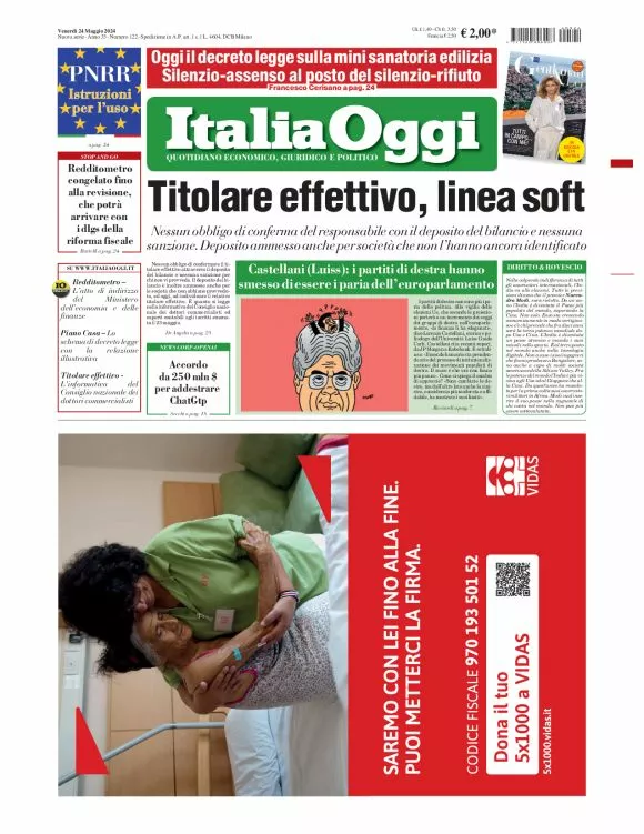 Prima-pagina-italia-oggi-edizione-del-2024-05-24