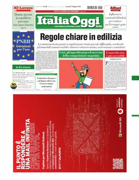 Prima-pagina-italia-oggi-edizione-del-2024-05-27