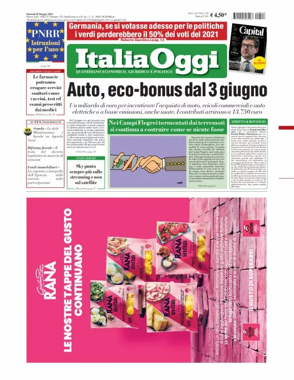 Prima-pagina-italia-oggi-edizione-del-2024-05-28