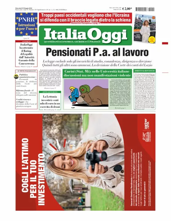 Prima-pagina-italia-oggi-edizione-del-2024-05-29