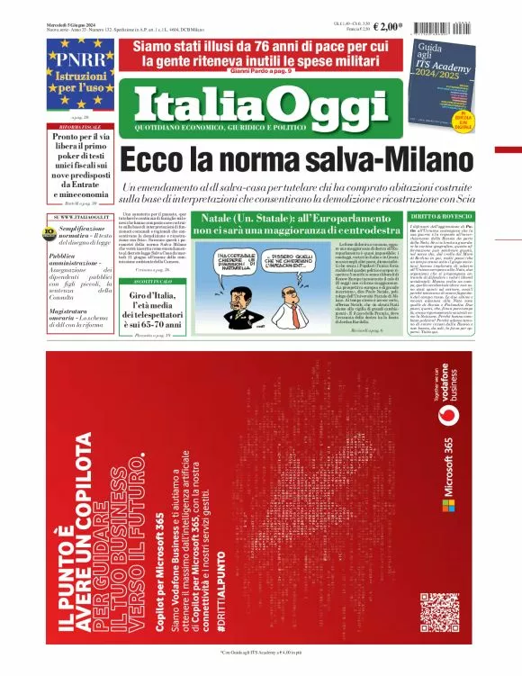 Prima-pagina-italia-oggi-edizione-del-2024-06-05