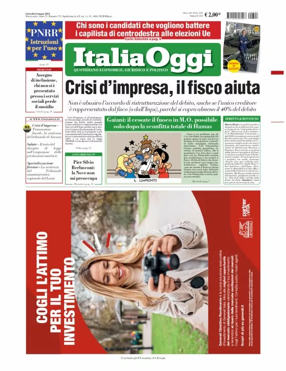 Prima-pagina-italia-oggi-edizione-del-2024-06-06