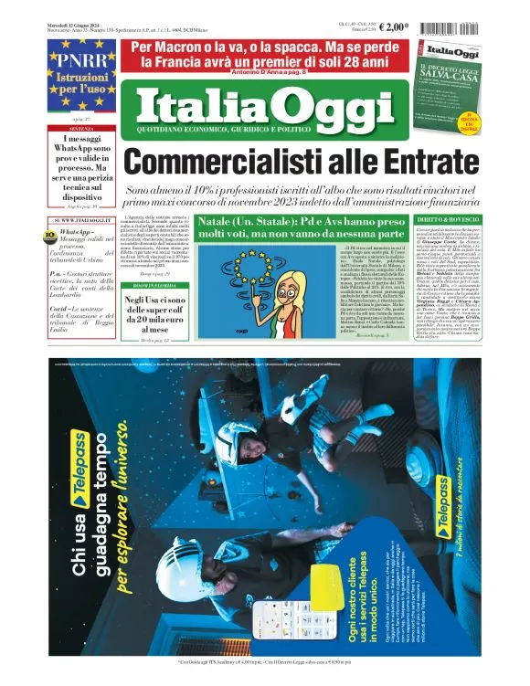 Prima-pagina-italia-oggi-edizione-del-2024-06-12