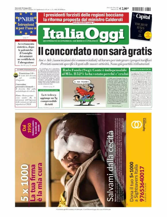 Prima-pagina-italia-oggi-edizione-del-2024-06-19