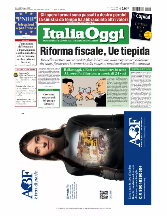 Prima-pagina-italia-oggi-edizione-del-2024-06-20