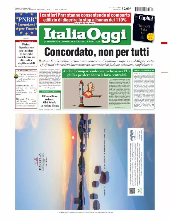 Prima-pagina-italia-oggi-edizione-del-2024-06-21