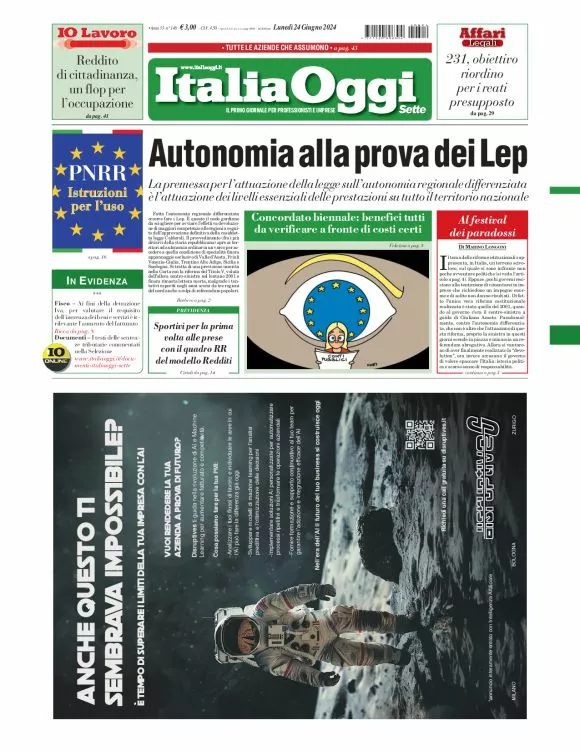 Prima-pagina-italia-oggi-edizione-del-2024-06-24