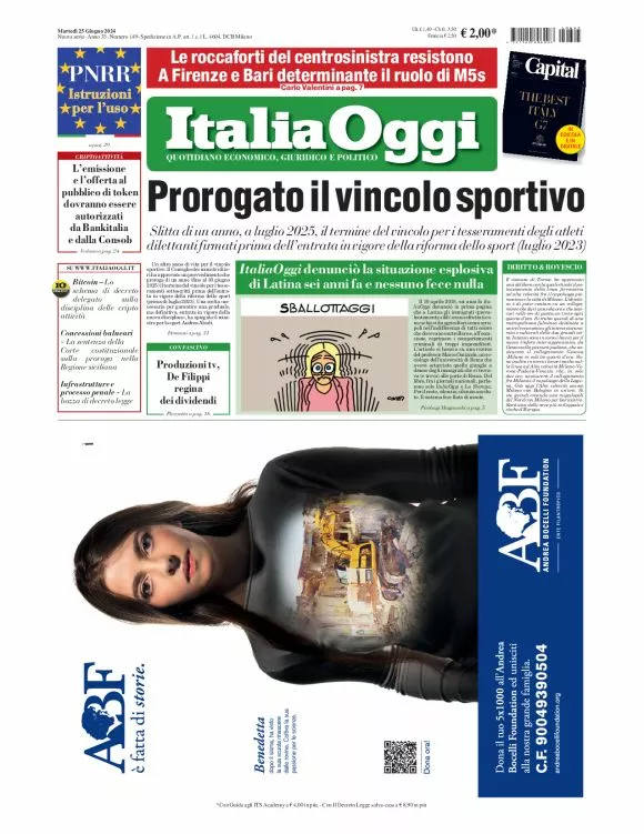 Prima-pagina-italia-oggi-edizione-del-2024-06-25