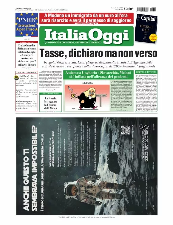 Prima-pagina-italia-oggi-edizione-del-2024-06-28