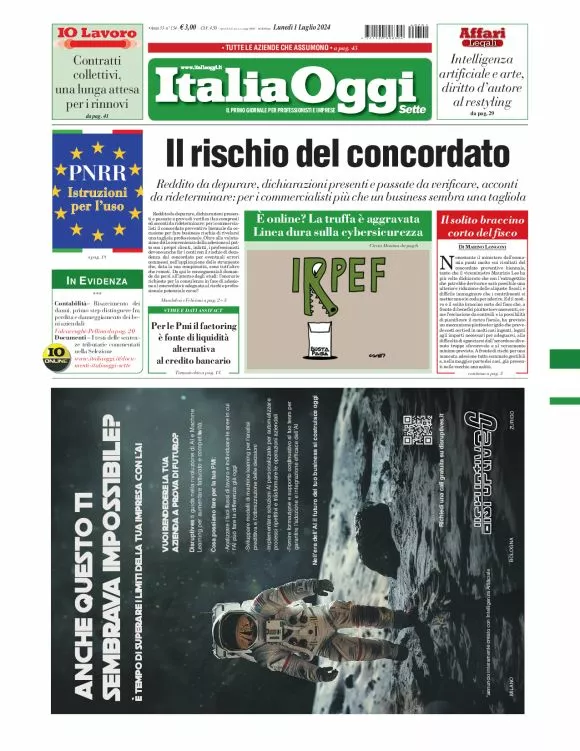 Prima-pagina-italia-oggi-edizione-del-2024-07-01