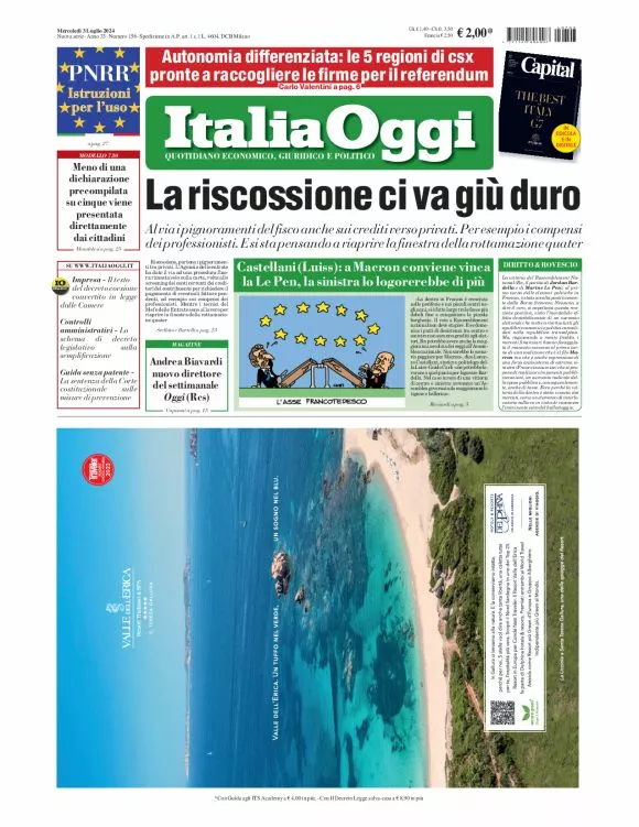 Prima-pagina-italia-oggi-edizione-del-2024-07-03